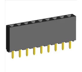 2.54mm PCB Socket Single Row Three Sides Contact Straight Dip Type.(H=8.5)